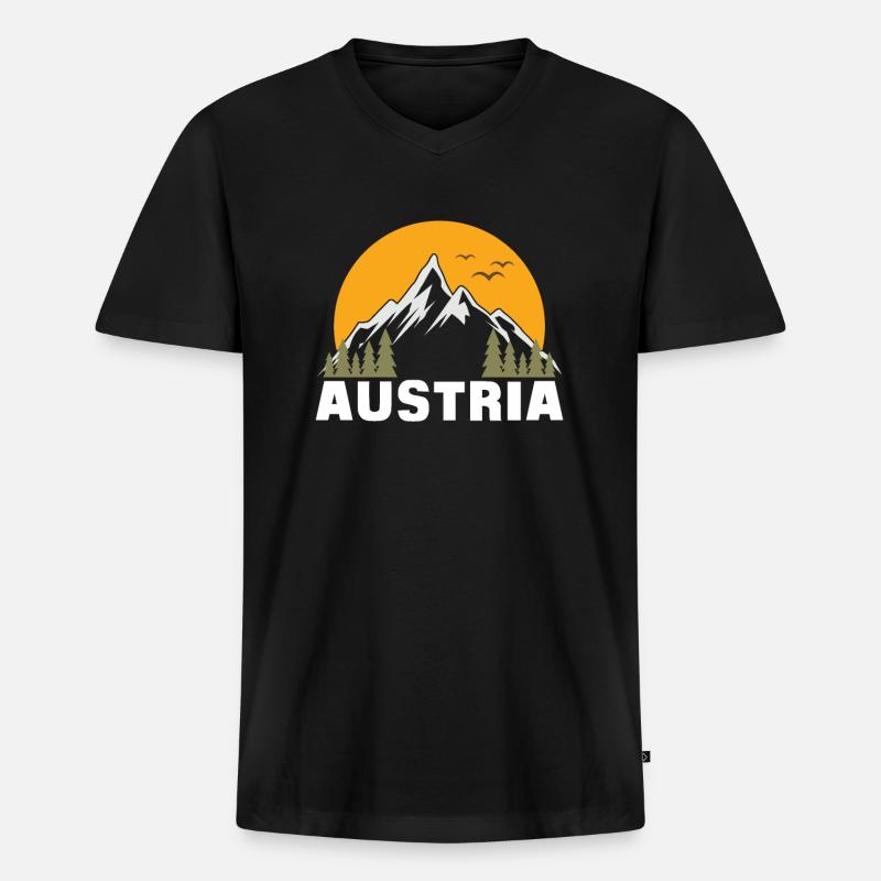 Österreich - Männer Premium Bio T-Shirt mit V-Ausschnitt - Schwarz