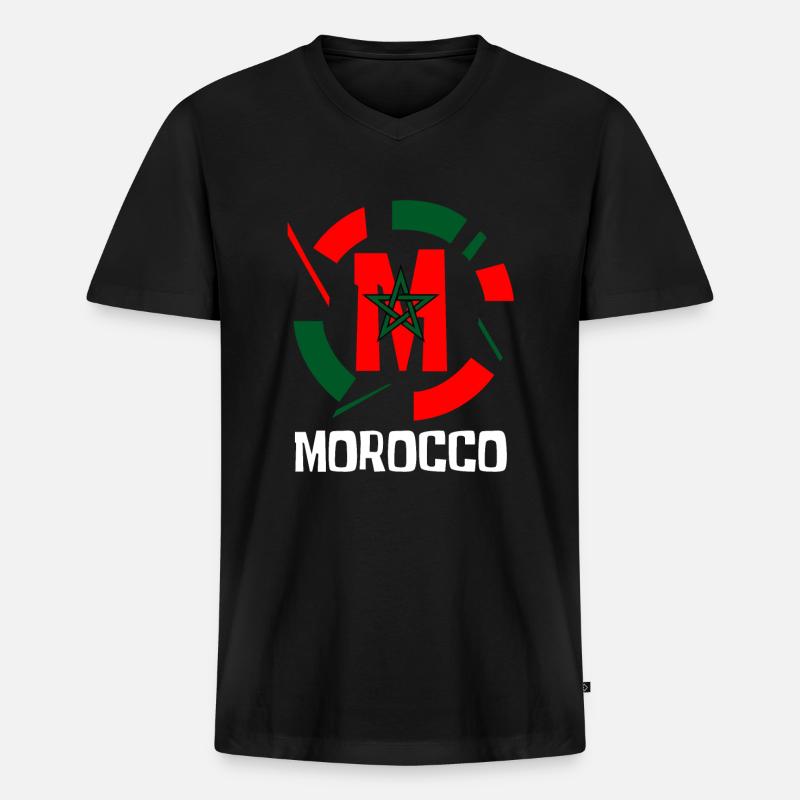 Marokko - Männer Premium Bio T-Shirt mit V-Ausschnitt - Schwarz