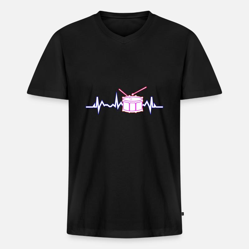 Trommel Puls - Männer Premium Bio T-Shirt mit V-Ausschnitt - Schwarz