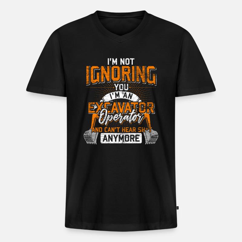 Bagger Fahrer - Männer Premium Bio T-Shirt mit V-Ausschnitt - Schwarz