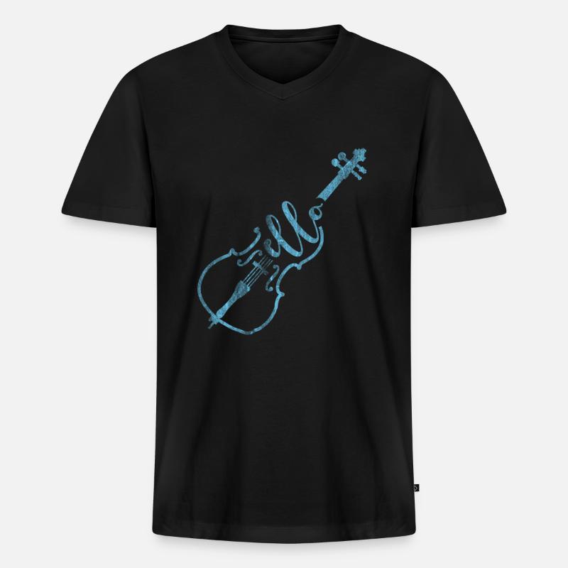 Cello Komponist - Männer Premium Bio T-Shirt mit V-Ausschnitt - Schwarz