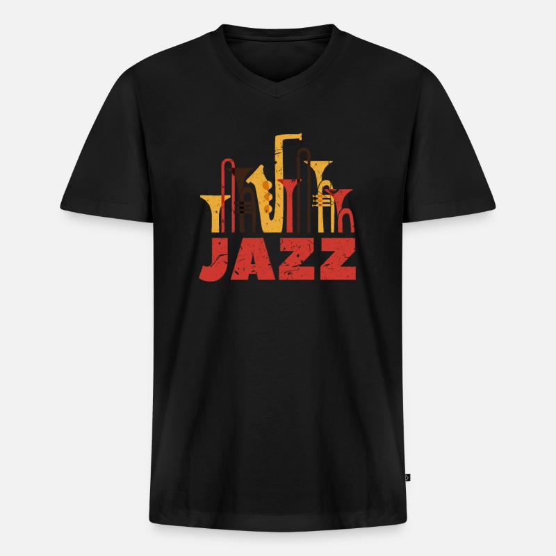 Jazz - Männer Premium Bio T-Shirt mit V-Ausschnitt - Schwarz