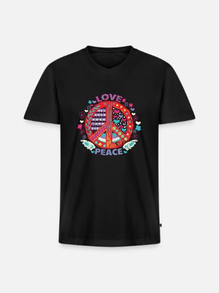 Peace peace sign - Men's Premium Organic T-shirt with V-neck - black