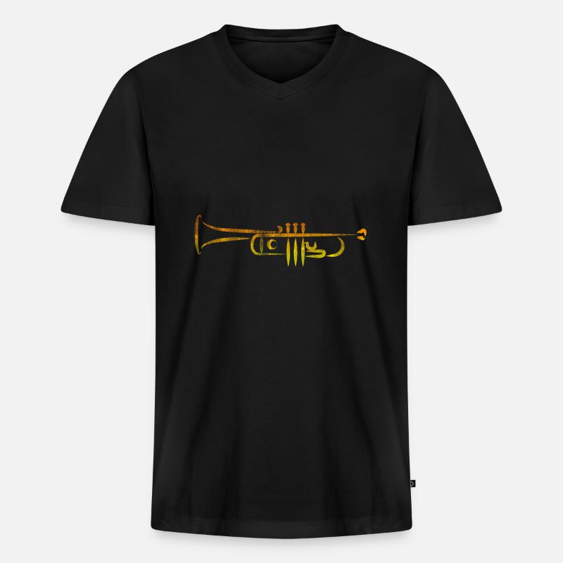 Trompete - Männer Premium Bio T-Shirt mit V-Ausschnitt - Schwarz