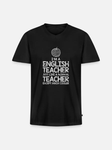 Englischlehrer Geschenk - Männer Premium Bio T-Shirt mit V-Ausschnitt - Schwarz
