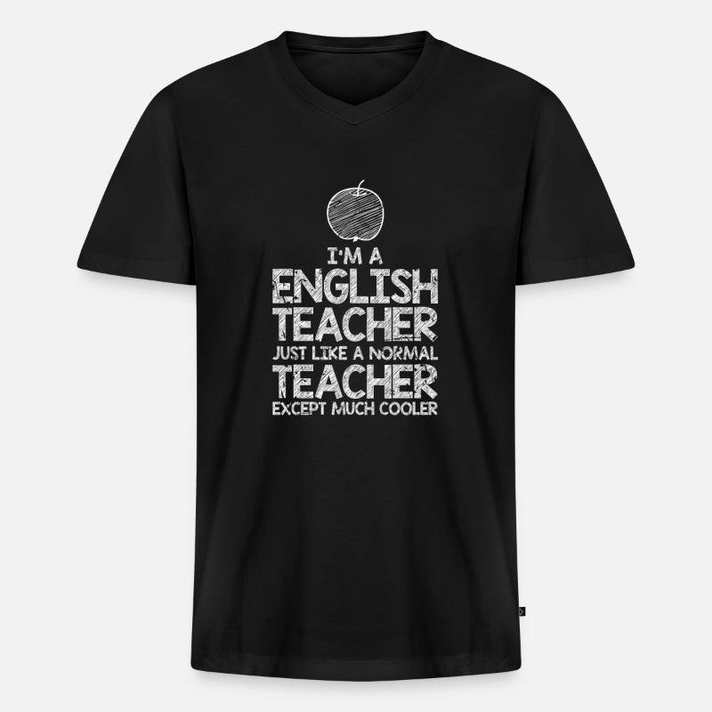Englischlehrer Geschenk - Männer Premium Bio T-Shirt mit V-Ausschnitt - Schwarz