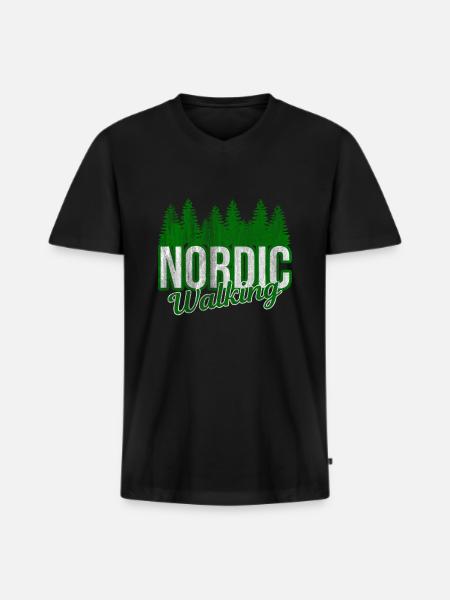 Nordic Walking - Men's Premium Organic T-shirt with V-neck - black