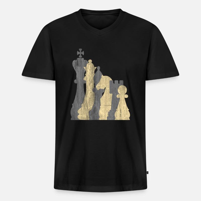 Schach Brettspiel - Männer Premium Bio T-Shirt mit V-Ausschnitt - Schwarz