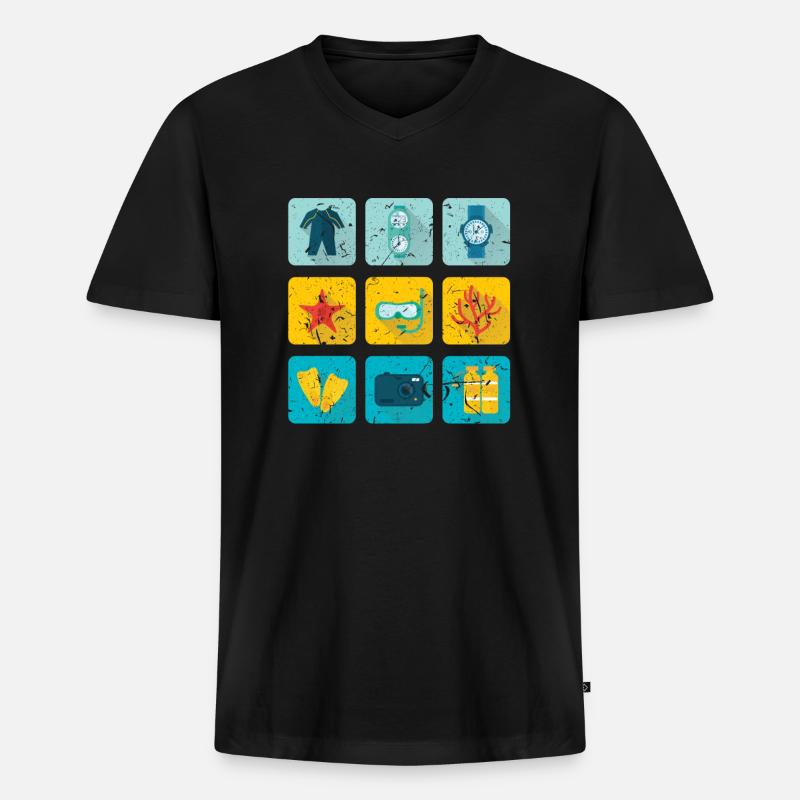 Tauchen - Männer Premium Bio T-Shirt mit V-Ausschnitt - Schwarz