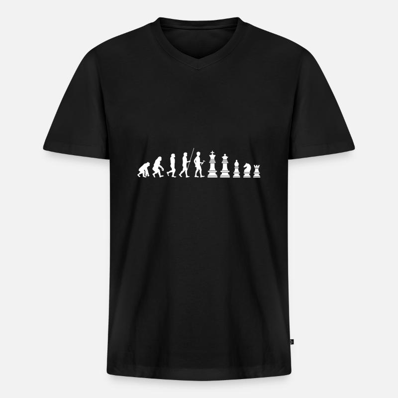 Schach Evolution - Männer Premium Bio T-Shirt mit V-Ausschnitt - Schwarz