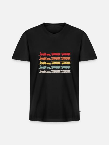 Trains model railway - Men's Premium Organic T-shirt with V-neck - black