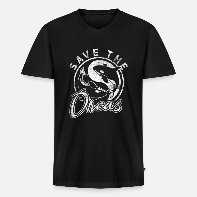 Orca Tierschutz - Männer Premium Bio T-Shirt mit V-Ausschnitt - Schwarz