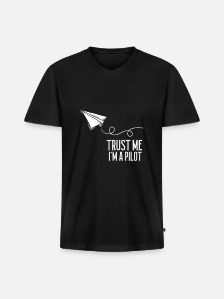 pilot - Men's Premium Organic T-shirt with V-neck - black