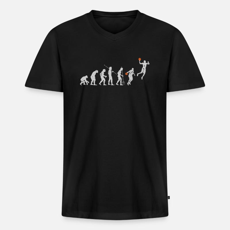 Evolution Basketball - Männer Premium Bio T-Shirt mit V-Ausschnitt - Schwarz