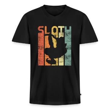 Sloth Central America Rainforest - Men's Premium Organic T-shirt with V-neck - black - Front - Nico (187cm)