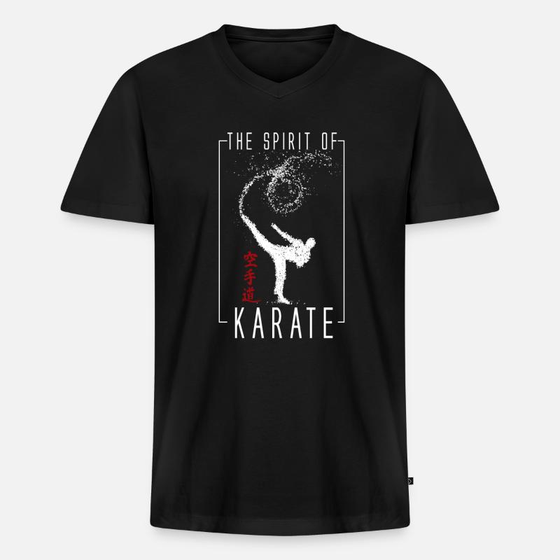 Karate - Männer Premium Bio T-Shirt mit V-Ausschnitt - Schwarz