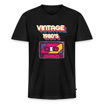 Musik 80er Jahre - Männer Premium Bio T-Shirt mit V-Ausschnitt - Schwarz - Vorne - Nico (187cm)
