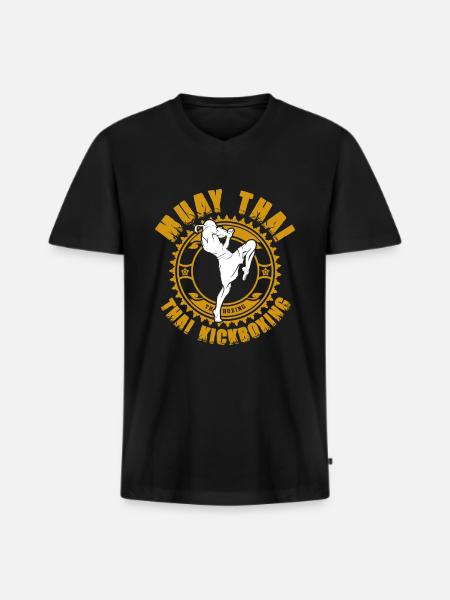 Muay Thai - Men's Premium Organic T-shirt with V-neck - black