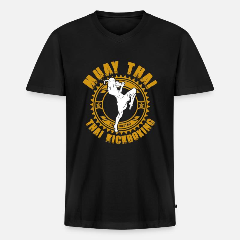 Muay Thai - Männer Premium Bio T-Shirt mit V-Ausschnitt - Schwarz
