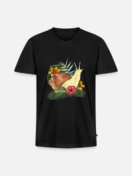 Snail Animal - Men's Premium Organic T-shirt with V-neck - black
