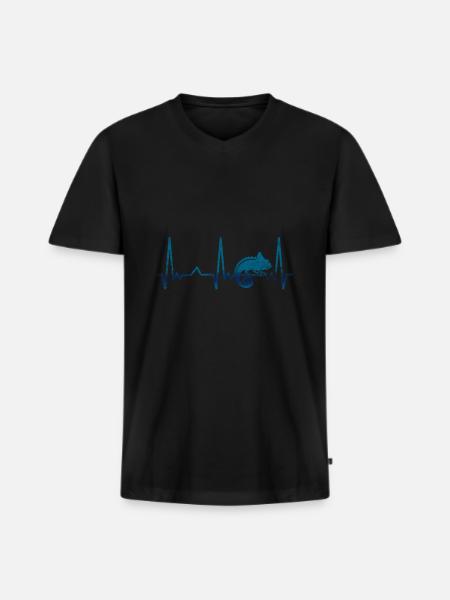 Chameleon pulse heart - Men's Premium Organic T-shirt with V-neck - black