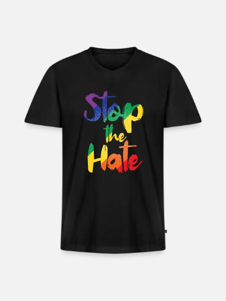 LGBT - Männer Premium Bio T-Shirt mit V-Ausschnitt - Schwarz