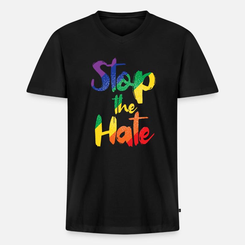 LGBT - Männer Premium Bio T-Shirt mit V-Ausschnitt - Schwarz