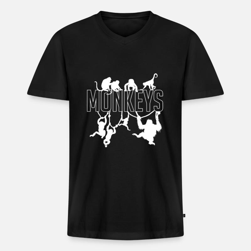 Affen Menschenaffe - Männer Premium Bio T-Shirt mit V-Ausschnitt - Schwarz