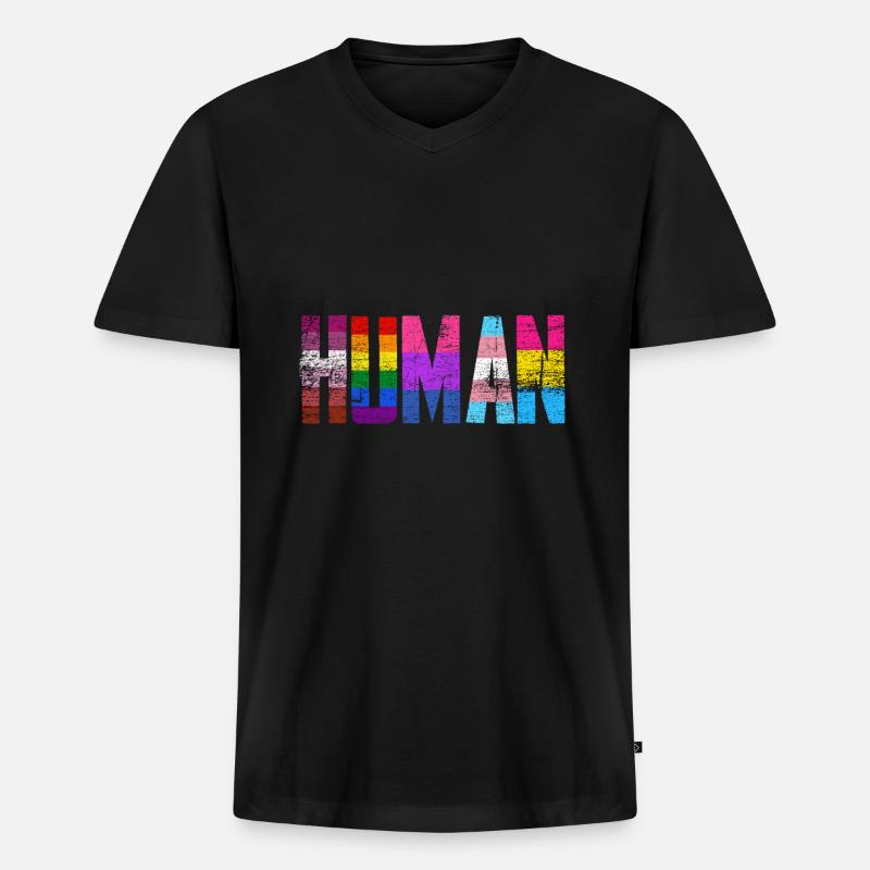 LGBT - Männer Premium Bio T-Shirt mit V-Ausschnitt - Schwarz