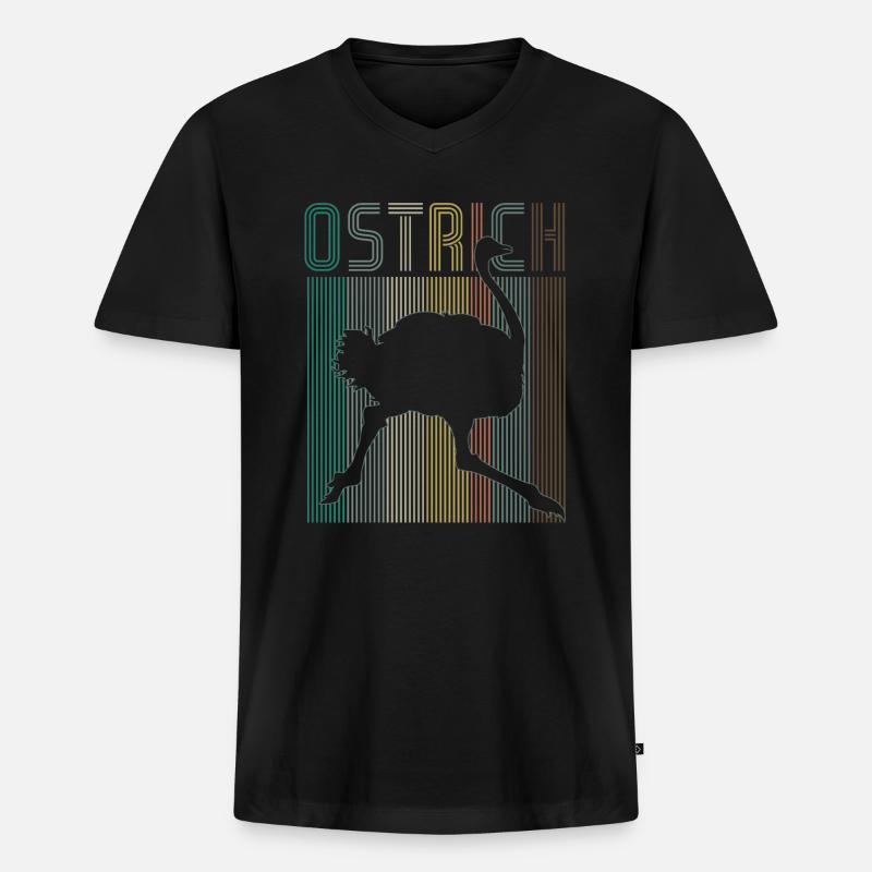 Strauß - Männer Premium Bio T-Shirt mit V-Ausschnitt - Schwarz