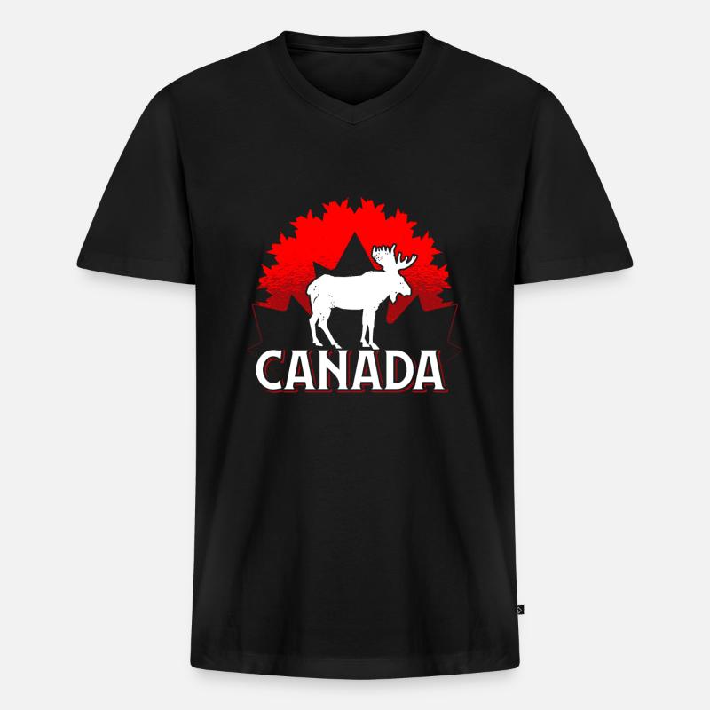Kanada - Männer Premium Bio T-Shirt mit V-Ausschnitt - Schwarz