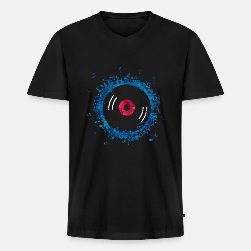 Musik - Männer Premium Bio T-Shirt mit V-Ausschnitt - Schwarz