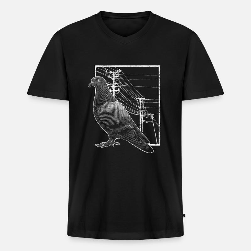Taube - Männer Premium Bio T-Shirt mit V-Ausschnitt - Schwarz