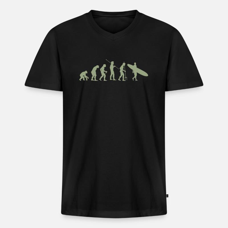 Surfing Evolution - Men's Premium Organic T-shirt with V-neck - black