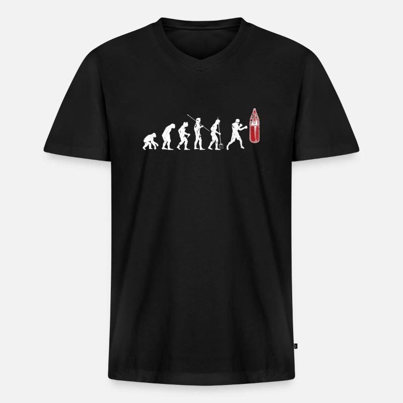 Boxen Evolution - Männer Premium Bio T-Shirt mit V-Ausschnitt - Schwarz