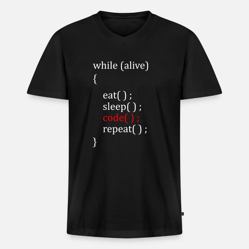 Informatiker Hobby - Männer Premium Bio T-Shirt mit V-Ausschnitt - Schwarz