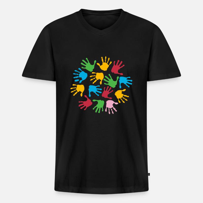 Kindergarten Basteln - Männer Premium Bio T-Shirt mit V-Ausschnitt - Schwarz