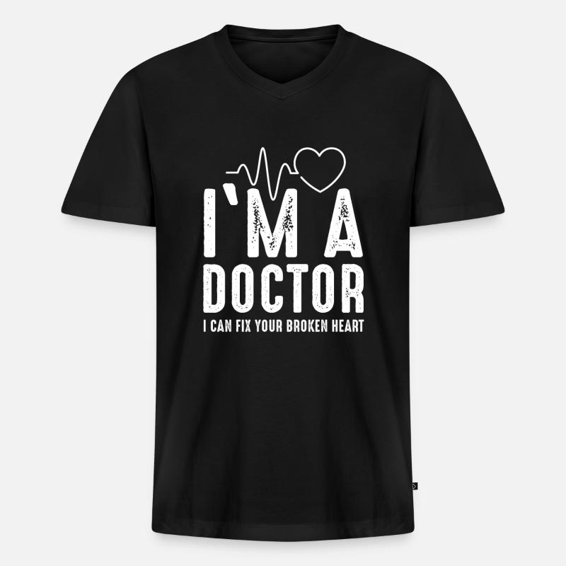 Doktor - Männer Premium Bio T-Shirt mit V-Ausschnitt - Schwarz