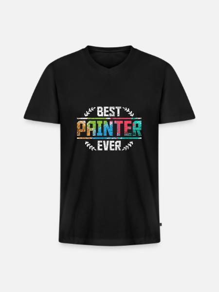 Painter hero - Men's Premium Organic T-shirt with V-neck - black