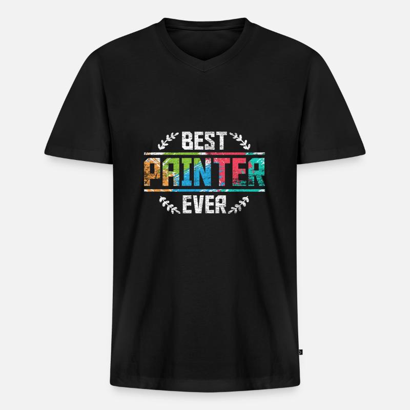 Maler Held - Männer Premium Bio T-Shirt mit V-Ausschnitt - Schwarz