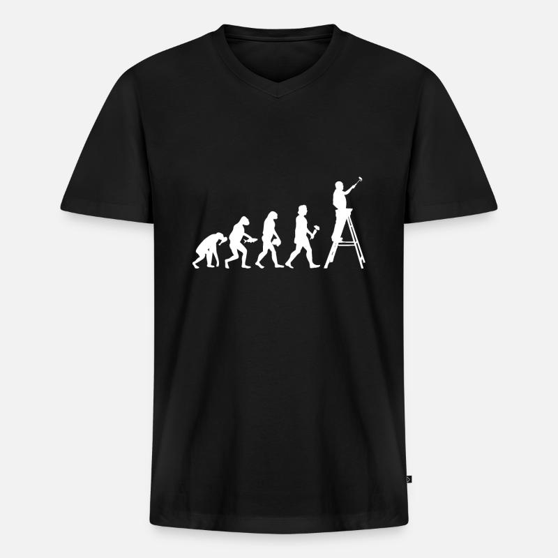 Evolution du peintre - T-shirt encolure en V Premium bio Homme - noir