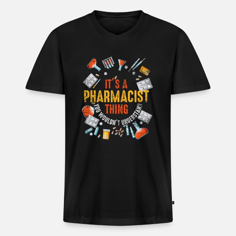Pharmazeut - Männer Premium Bio T-Shirt mit V-Ausschnitt - Schwarz