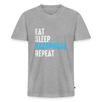 saxophone - Men's Premium Organic T-shirt with V-neck - heather grey - Front