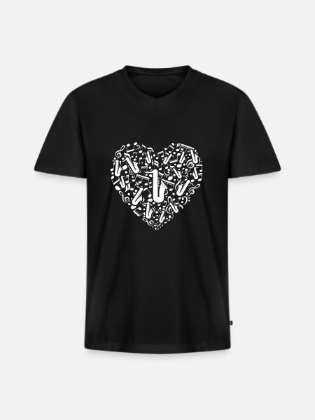 Saxophon - Männer Premium Bio T-Shirt mit V-Ausschnitt - Schwarz