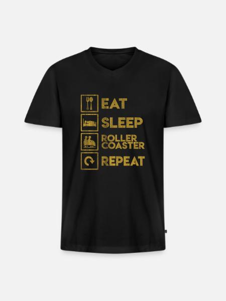 Rollercoaster free time - Men's Premium Organic T-shirt with V-neck - black