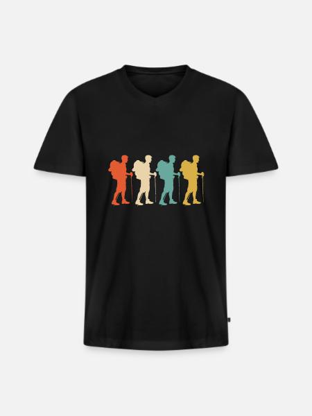 Hiking Hikers - Men's Premium Organic T-shirt with V-neck - black