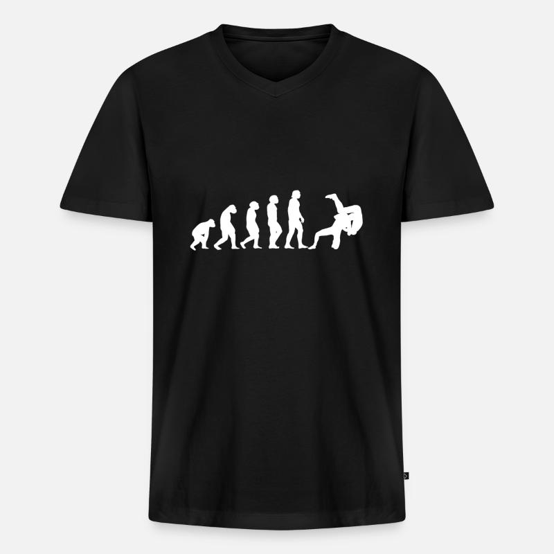 Wrestling Evolution - Männer Premium Bio T-Shirt mit V-Ausschnitt - Schwarz