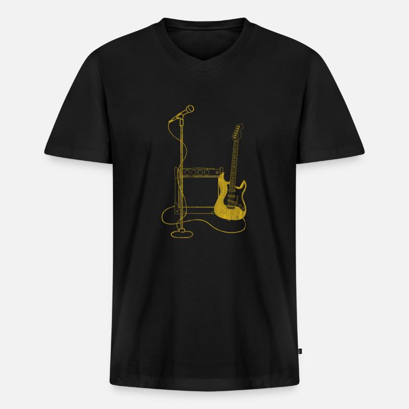 Gitarre Konzert - Männer Premium Bio T-Shirt mit V-Ausschnitt - Schwarz