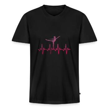 Ballett Herzschlag - Männer Premium Bio T-Shirt mit V-Ausschnitt - Schwarz - Vorne - Nico (187cm)
