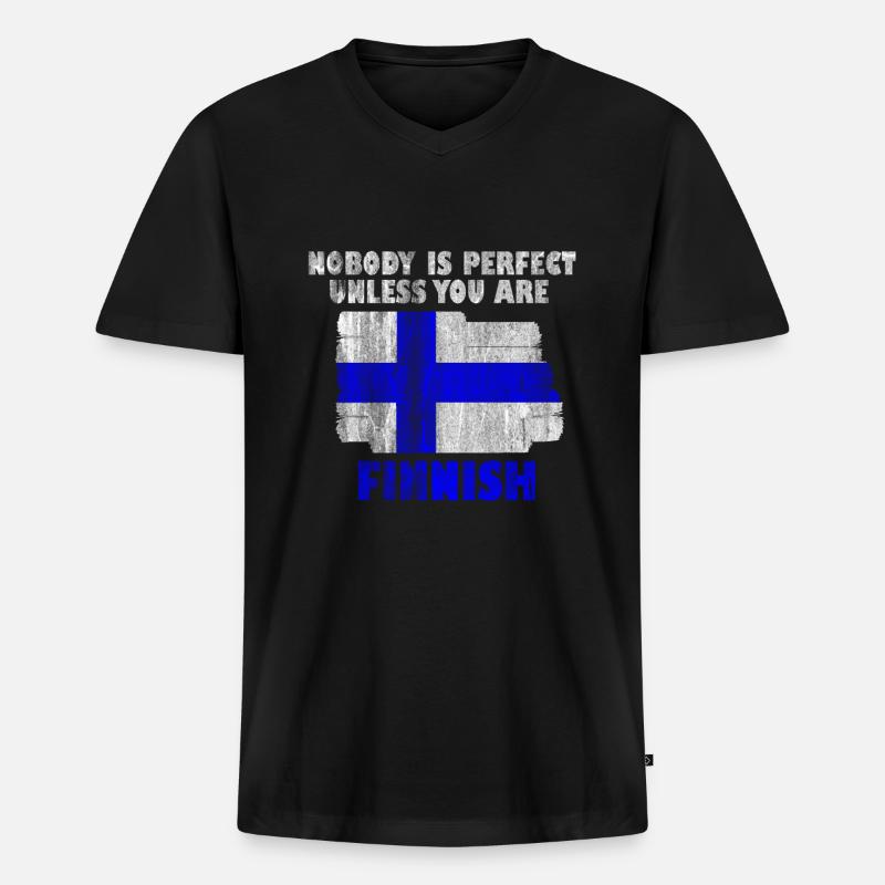 Finnland - Männer Premium Bio T-Shirt mit V-Ausschnitt - Schwarz